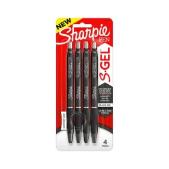 Pens|Sharpie S-Gel Retractable Gel Pen, Ultra Fine Point, Black Ink, 4/Pack (2141125)