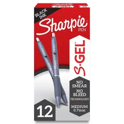 Pens|Sharpie S-Gel Retractable Gel Pen, Medium Point, Black Ink, Dozen (2126232)