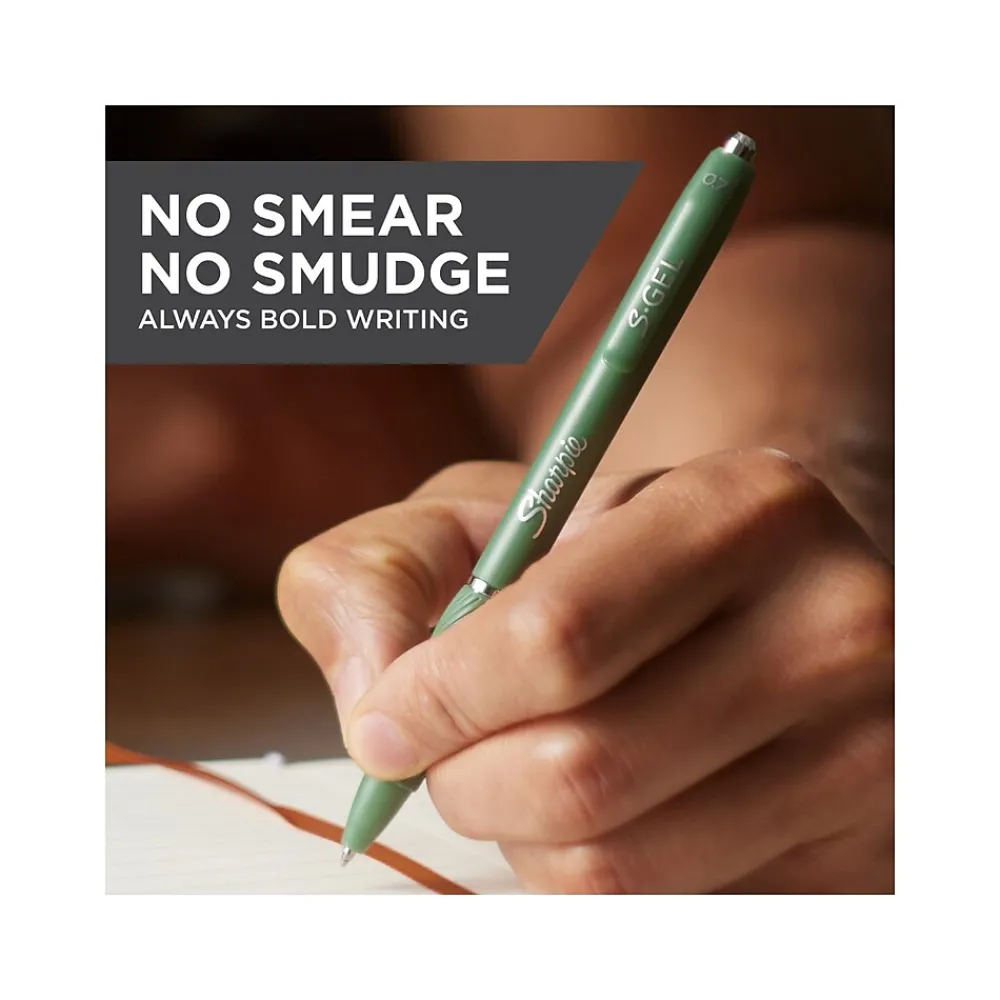 Pens|Sharpie S-Gel Retractable Gel Pen, Medium Point, 0.7mm, Black Ink, 4/Pack (2195731)