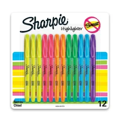 Highlighters|Sharpie Stick Highlighter, Chisel Tip, Assorted, Dozen (27145)