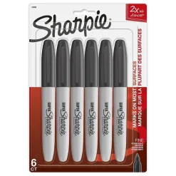 Markers|Sharpie Super Permanent Markers, Fine Tip, Black, 6/Pack (33666)