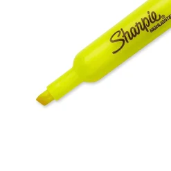 Highlighters|Sharpie Tank Highlighter, Chisel Tip, Fluorescent Yellow, 4/Pack (25164)