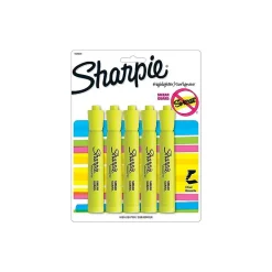 Highlighters|Sharpie Tank Highlighter, Chisel Tip, Yellow, 5/Pack (1809200)