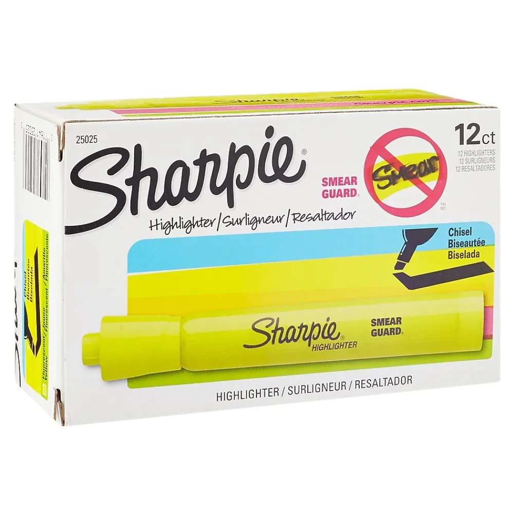 Highlighters|Sharpie Tank Highlighter, Chisel Tip, Yellow (25025)