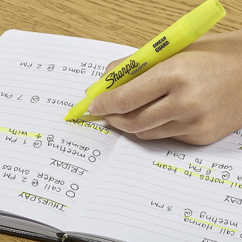 Highlighters|Sharpie Tank Highlighter, Chisel Tip, Fluorescent Yellow, Dozen (25025)