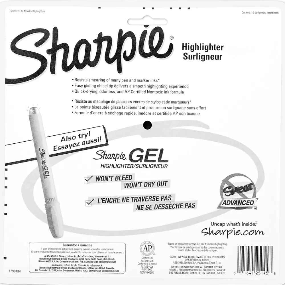 Highlighters|Sharpie Tank Highlighter, Chisel Tip, Assorted, Dozen (25145)
