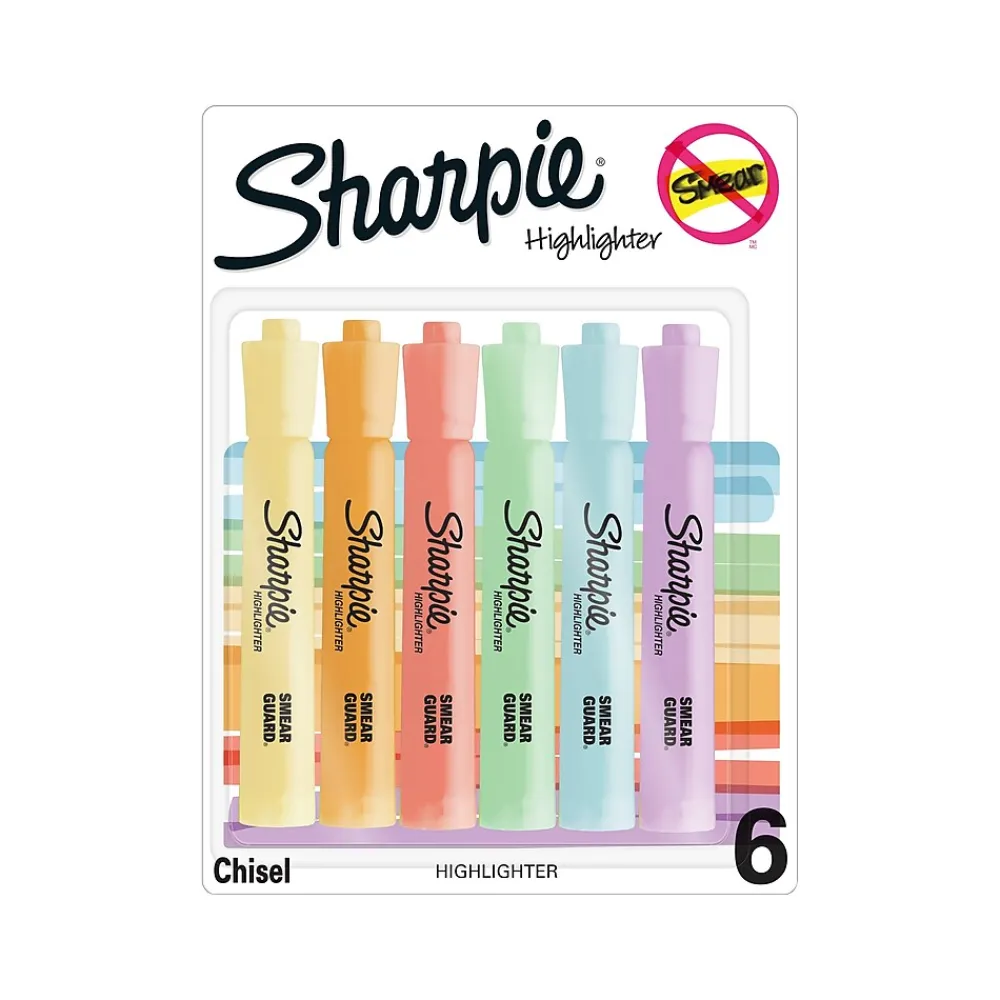 Highlighters|Sharpie Tank Highlighters, Chisel Tip, Assorted Colors, 6/Pack (2157488)