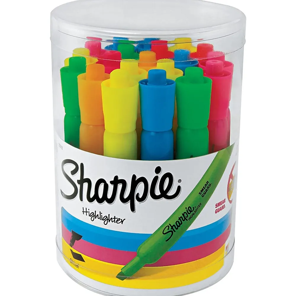 Highlighters|Sharpie Tank Highlighters, Chisel Tip, Assorted Fluorescent, 20/Pack (25018)