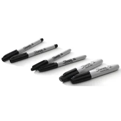 Markers|Sharpie Variety Pack Permanent Markers, Assorted Tips, Black, 6/Pack (2135318)