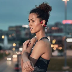 OpenRun Bone-Conduction Open-Ear Sport Headphones with Microphones, Red (S803-ST-RD-US)<Shokz Hot