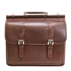 MANAROLA, SIGNORINI, Oil Pull-Up Leather, Double Compartment Laptop Briefcase, Cognac (25594)<Siamod New