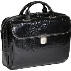MONTEROSSO, IGNOTO, Embossed Crocco Leather, Large Ladies Laptop Briefcase, Black (35515)<Siamod Hot