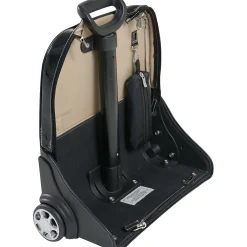 Siamod MONTEROSSO, NOVEMBRE, Embossed Crocco Leather, Ladies Patented Detachable -Wheeled Laptop Briefcase, Black (35325)<McKlein