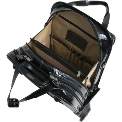 Siamod MONTEROSSO, NOVEMBRE, Embossed Crocco Leather, Ladies Patented Detachable -Wheeled Laptop Briefcase, Black (35325)<McKlein