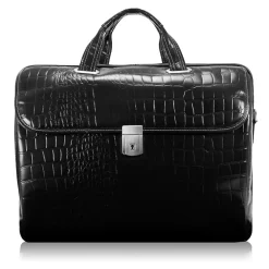 MONTEROSSO, SERVANO, Embossed Crocco Leather, Tablet Briefcase, Black (35535)<Siamod