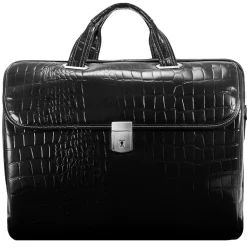 MONTEROSSO, SETTEMBRE, Embossed Crocco Leather, Medium Ladies Laptop Briefcase, Black (35525)<Siamod Online