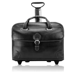 Siamod VERNAZZA, CARUGETTO, Napa Cashmere Leather, Patented Detachable -Wheeled Laptop Briefcase, Black (45295)<McKlein Online