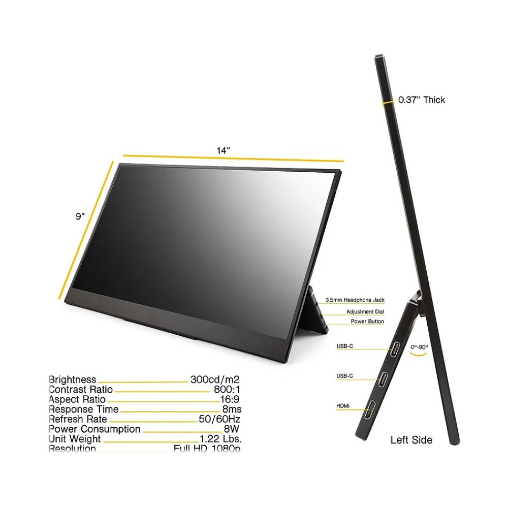 Sale SideTrak Solo 15.8" 60 Hz LED Portable Monitor, Black (STFRHD16BL)