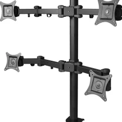 Discount SIIG Articulating Quad Monitor Desk Mount Adjustable, Up to 27", Black (CE-MT0S12-S1)