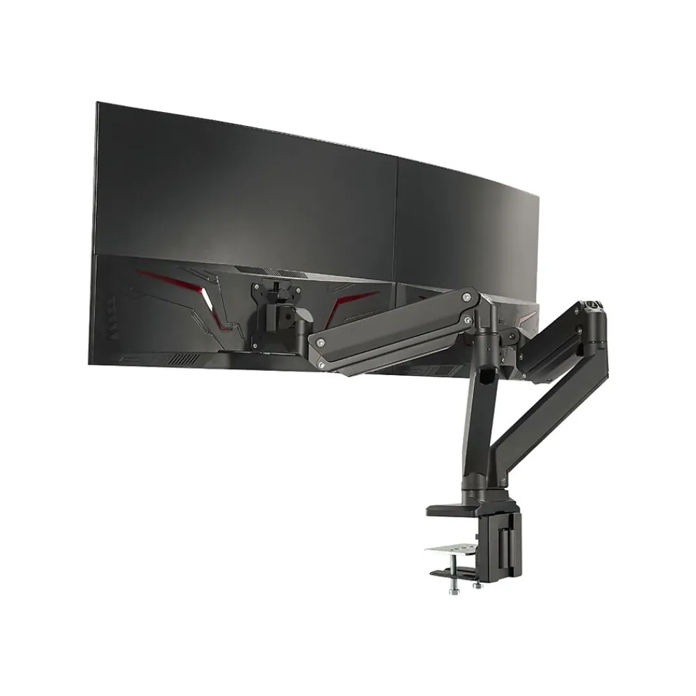 Clearance SIIG Dual Monitor Heavy-Duty Premium Aluminum Gas Spring Desk Mount - 17" to 35" Adjustable Arm, Up, Black (CE-MT3011-S1)