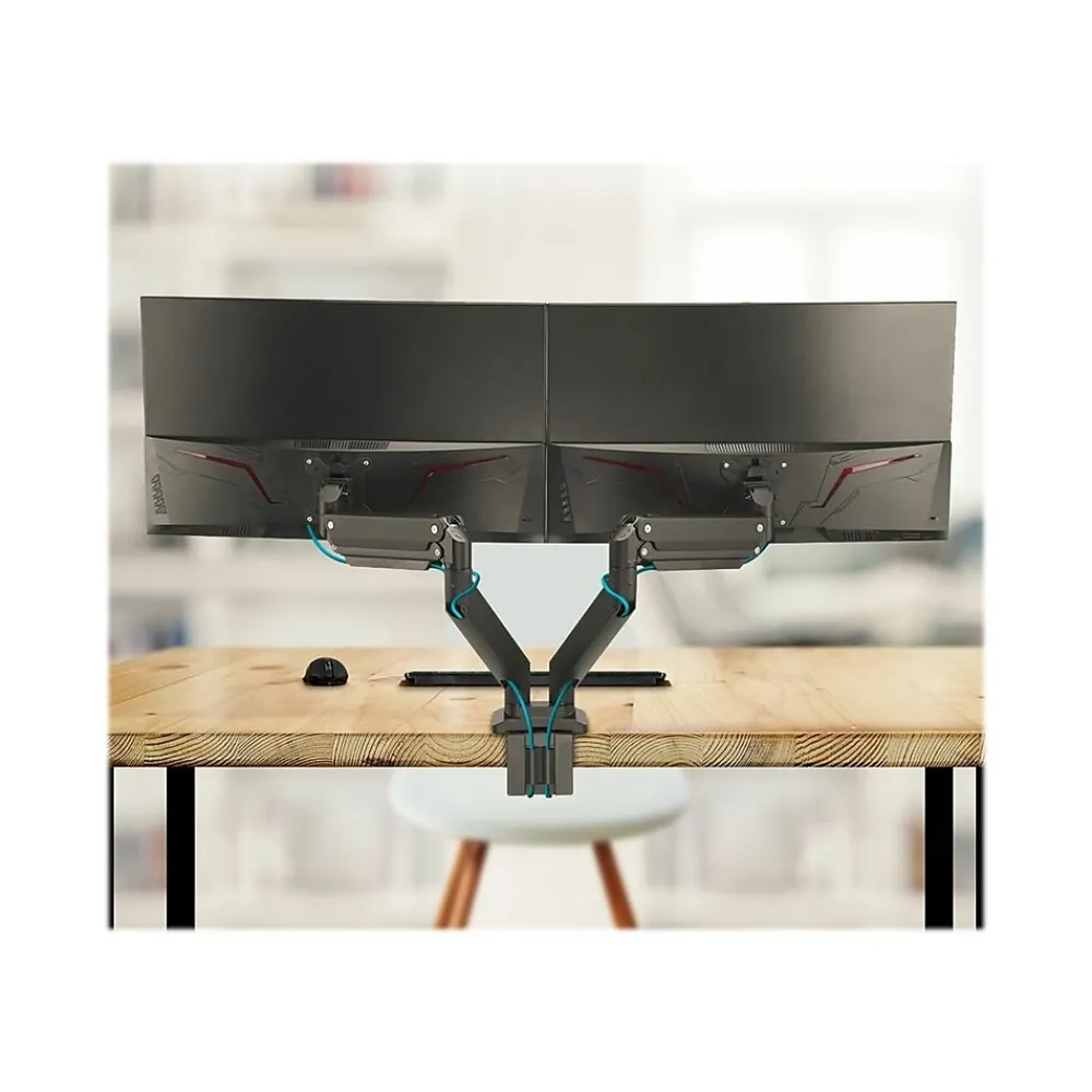 Clearance SIIG Dual Monitor Heavy-Duty Premium Aluminum Gas Spring Desk Mount - 17" to 35" Adjustable Arm, Up, Black (CE-MT3011-S1)