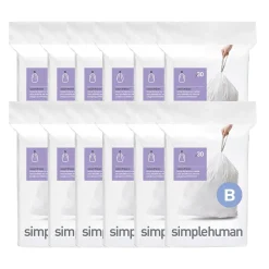 1.6 Gallon Trash Bag, Low Density, 1.2 mil, White, 360 Bags/Box (CW0251)<simplehuman Clearance