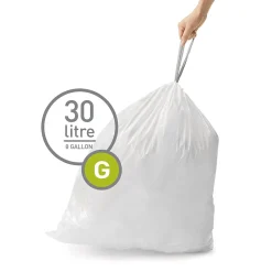 Code G -8 Gallon Trash Bag, 6.5" x 8.9", Low Density, 1.2 mil, White, 240 Bags/Box (CW0257)<simplehuman Discount