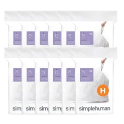 Code H 8-9.3 Gallon Trash Bag, 6.5" x 8.9", Low Density, 1.3 mil, White, 240 Bags/Box (CW0258)<simplehuman Online