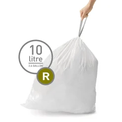 Code R 2.6 Gallon Trash Bag, Low Density, White, 240 Bags/Box (CW0253)<simplehuman