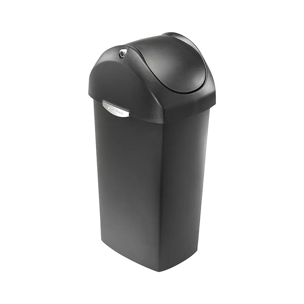 Indoor Swing Lid Trash Can, Gray Plastic, 16 Gal. (CW1335)<simplehuman Best
