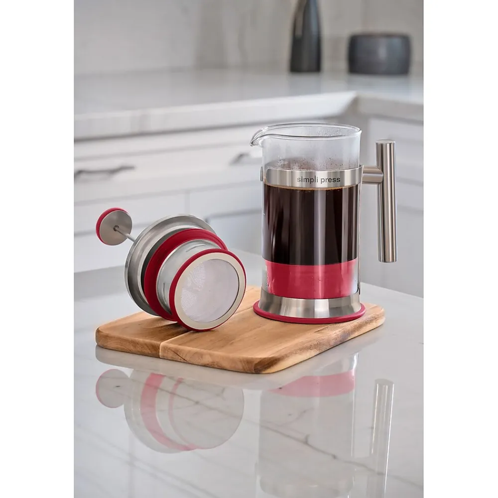 Simpli Press 34-Ounce Coffee Press, Red (SIM34ORED)