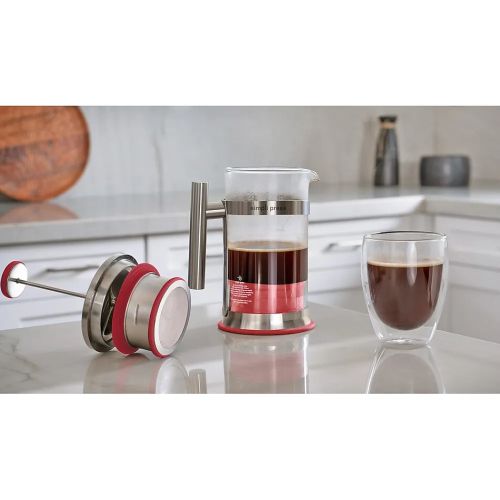 Simpli Press 34-Ounce Coffee Press, Red (SIM34ORED)