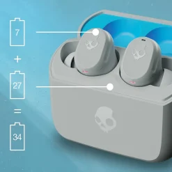 Mod True Wireless Earbuds with Microphone & Charging Case, Bluetooth, Light Gray (S2FYW-P751)<Skullcandy Best