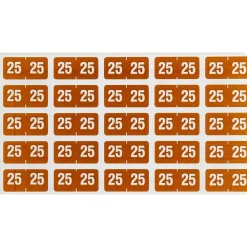 Clearance Smead "25" ETS Color-Coded Labels, 1" x 0.5" Brown, 25 Labels/Sheet, 10 Sheets/Pack (67925)