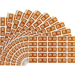 Clearance Smead "25" ETS Color-Coded Labels, 1" x 0.5" Brown, 25 Labels/Sheet, 10 Sheets/Pack (67925)
