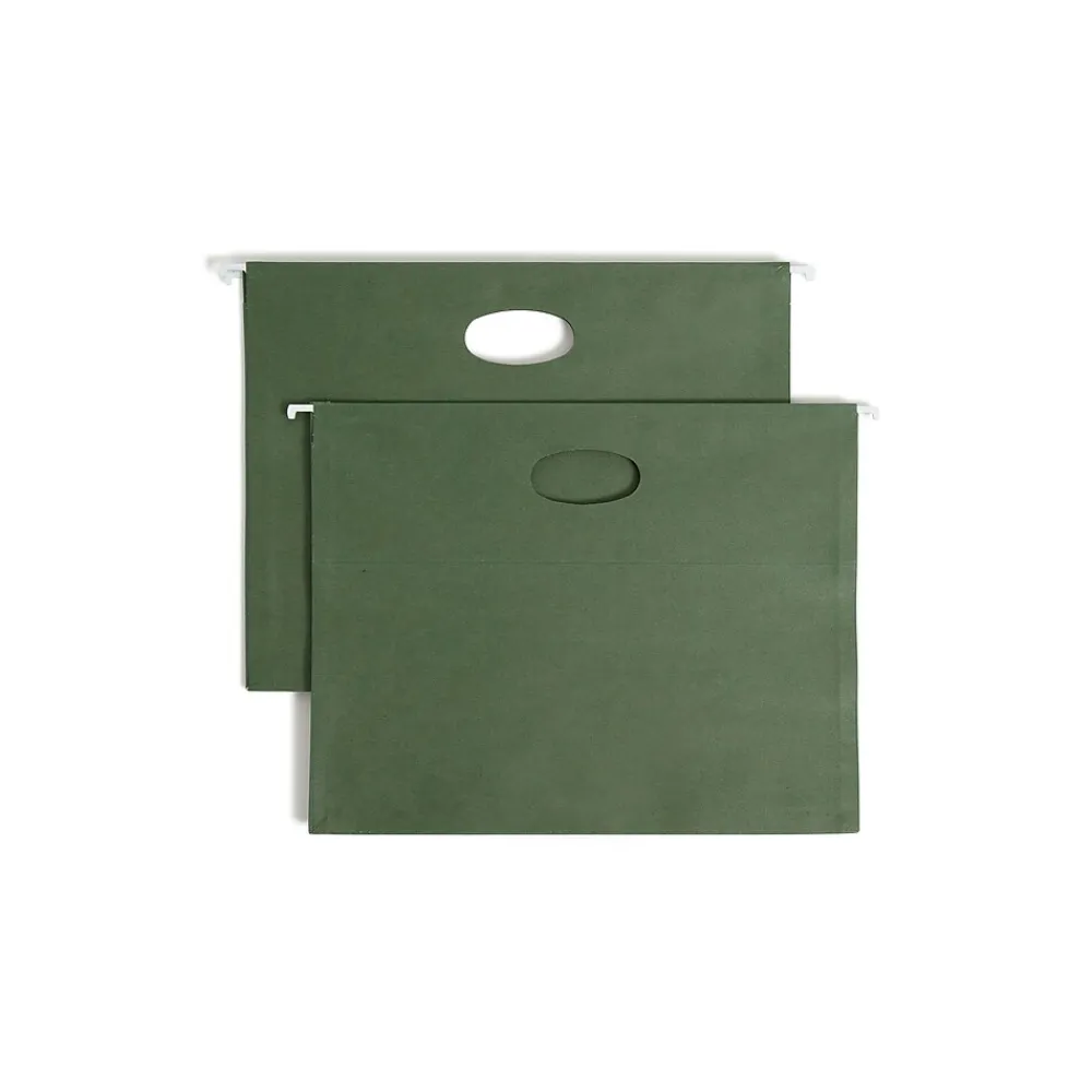 Hanging File Folders|Smead 100% Recycled Hanging File Jacket, 3 1/2" Expansion, Letter Size, Standard Green, 10/Box (64226)