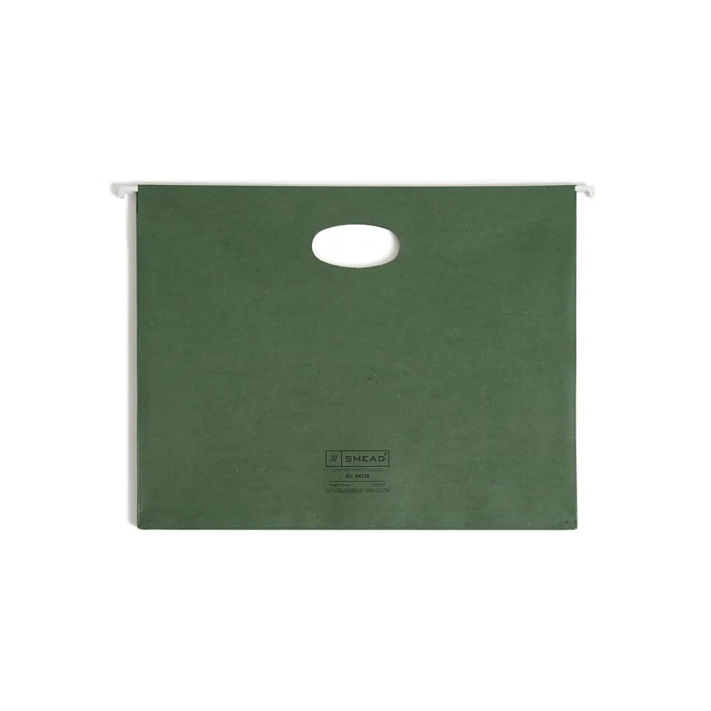 Hanging File Folders|Smead 100% Recycled Hanging File Jacket, 3 1/2" Expansion, Letter Size, Standard Green, 10/Box (64226)