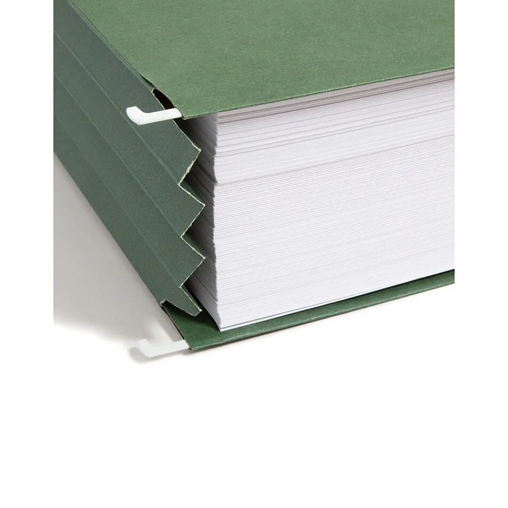 Hanging File Folders|Smead 100% Recycled Hanging File Jacket, 3 1/2" Expansion, Letter Size, Standard Green, 10/Box (64226)