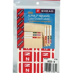 Labels|Smead AlphaZ ACCS Color-Coded Alphabetic Labels, N, Green/White, 100/Pk (67184)