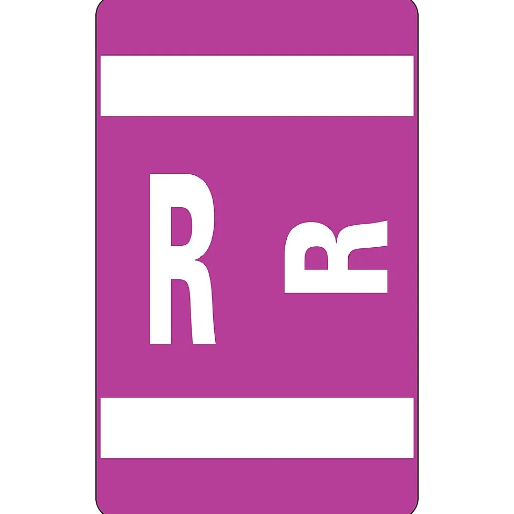Labels|Smead ® Alpha-Z Color-Coded Second Letter "R" Labels, 10 Labels Per Sheet, Purple, 1"H x 1 5/8"W, 100 Labels/Pk