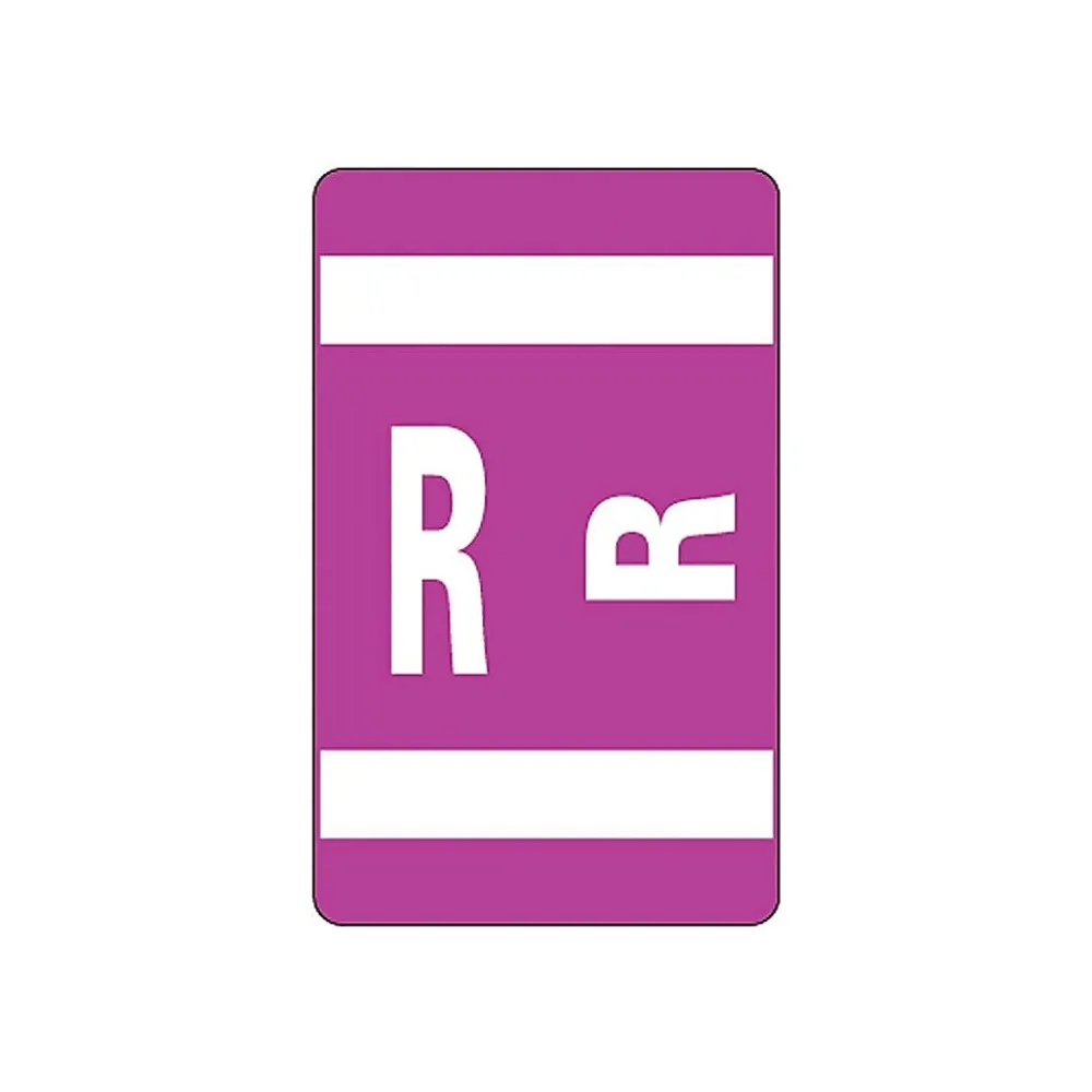 Labels|Smead ® Alpha-Z Color-Coded Second Letter "R" Labels, 10 Labels Per Sheet, Purple, 1"H x 1 5/8"W, 100 Labels/Pk
