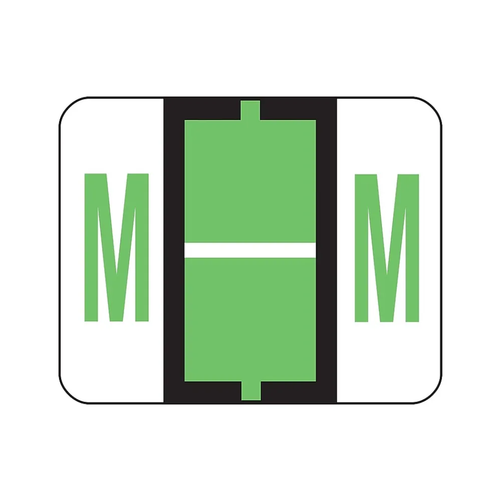 Labels|Smead BCCR Color Coded Alphabetic Labels, M, Light Green, 500/Roll (67083)