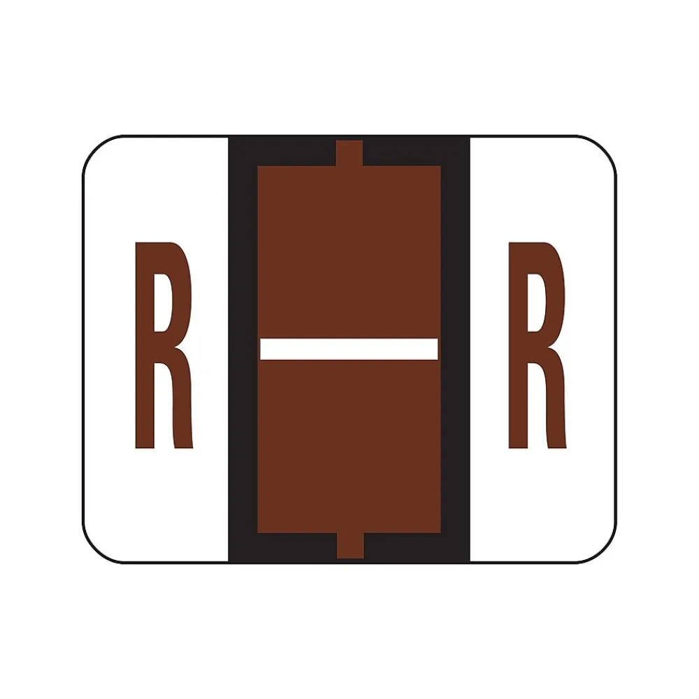 Labels|Smead BCCR Color Coded Alphabetic Labels, R, Brown, 500/Roll (67088)