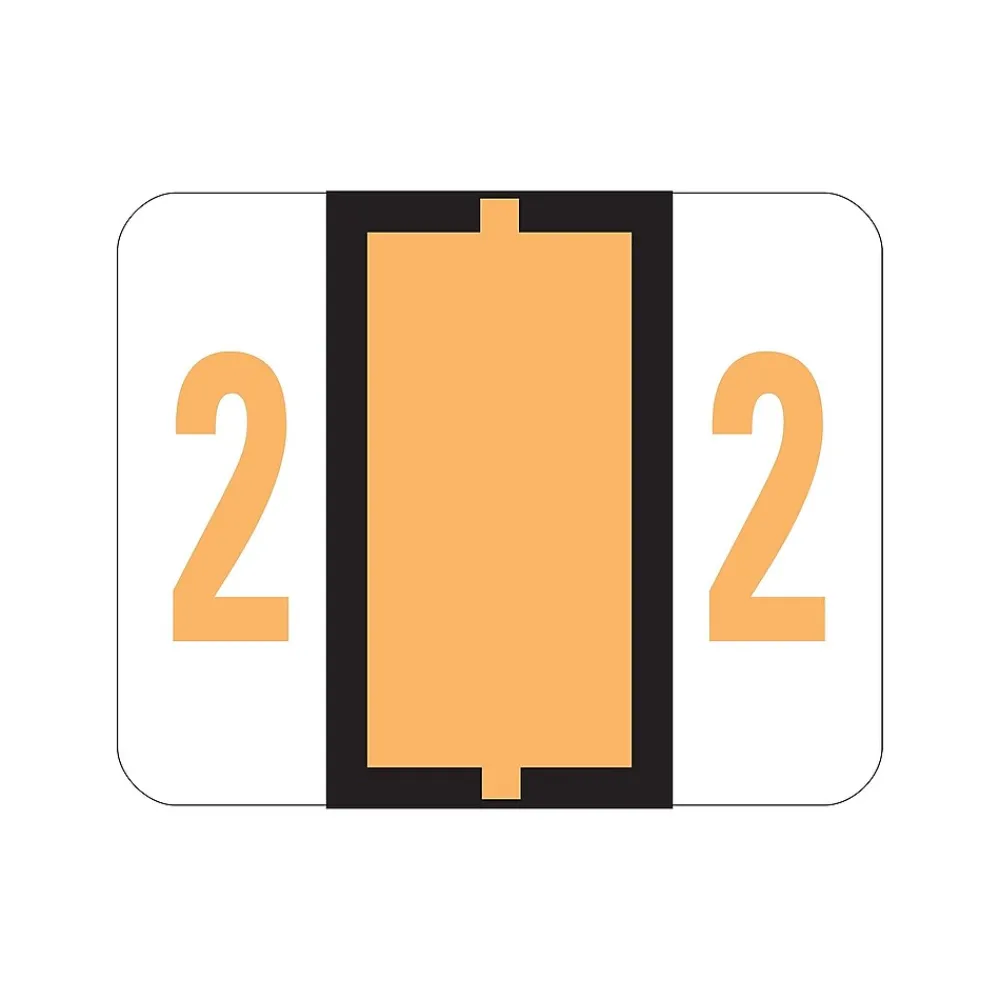 Labels|Smead BCCRN Color Coded Numeric Labels, 2, Light Orange, 500/Roll (67372)