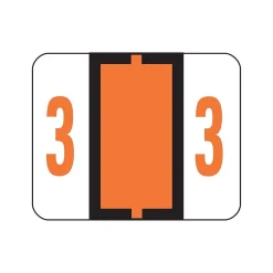 Labels|Smead BCCRN Color Coded Numeric Labels, 3, Dark Orange, 500/Roll (67373)