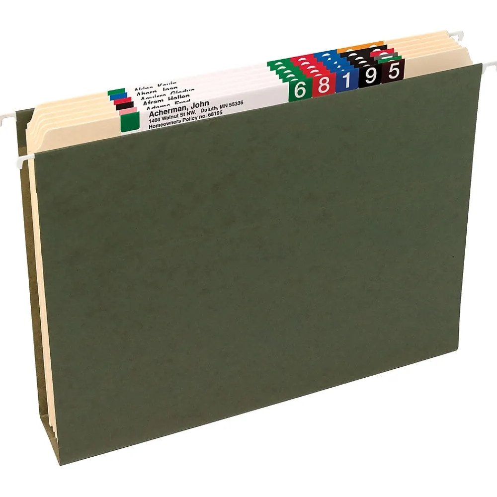 Hanging File Folders|Smead Box Bottom Hanging File Folders, 3" Expansion, Letter Size, Standard Green, 25/Box (64279)