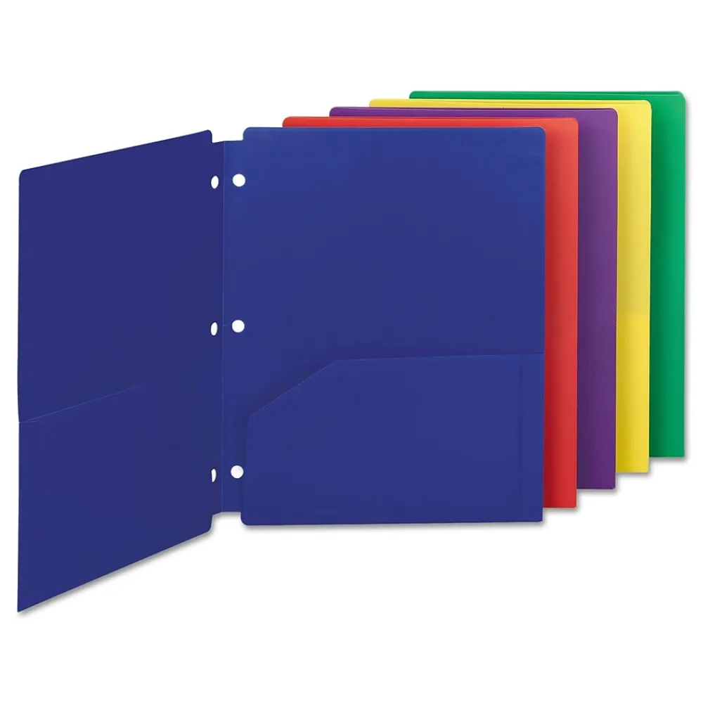 Pocket Folders|Smead ® Campus.org® Poly Snap-In Two-Pocket Folder, 11 x 8 1/2, Assorted, 10/Pack (87939)