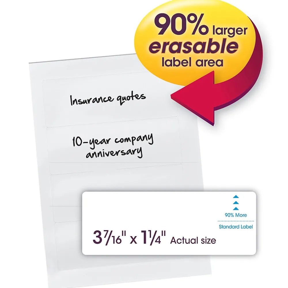 Labels|Smead 160ct Erasable Supertab File Folder Labels, 3 7/16" x 1 1/4" (SMD64917)