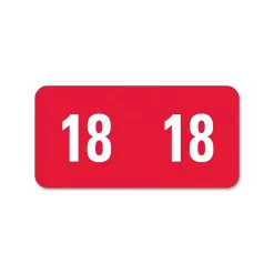 Labels|Smead ETS Color Coded Year Labels, 2018, Red, 250/Pack (67918)
