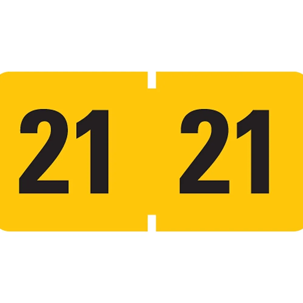 Labels|Smead ETYJ 2021 Color-Coded Year Label, 0.75”H x 1.5" W, Black on Yellow, 500 Labels/Roll (68321)